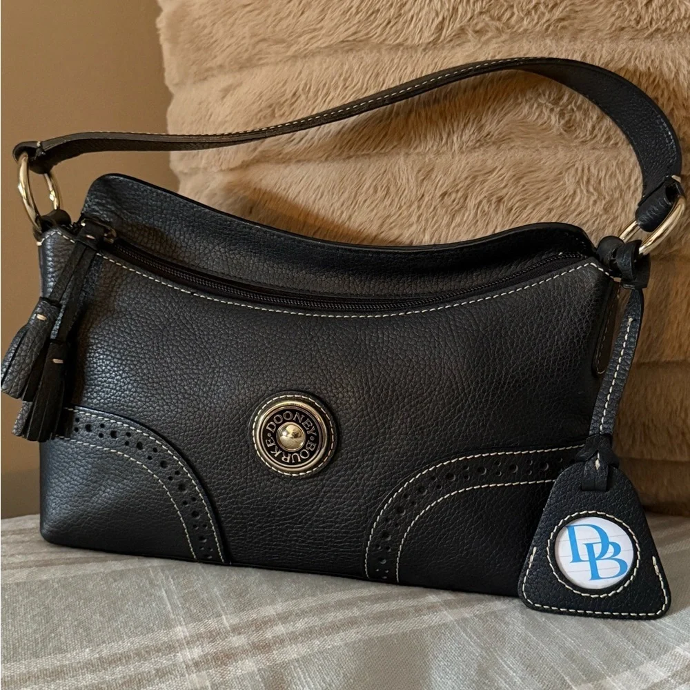 Dooney & Bourke Black Pebbled Leather Shoulder Bag - Picture 1 of 4